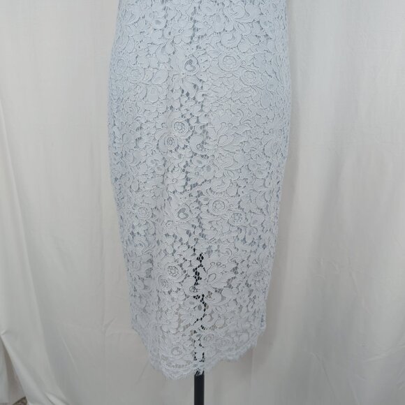 Bardot Lace Dress 8 Medium Blue Midi Pencil - Picture 5 of 10